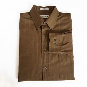 Van Heusen Mens Windowpane Check Dress Shirt Brown